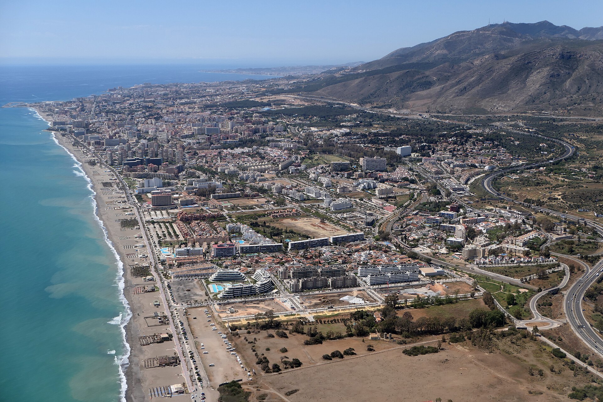 Aerial view of Los Álamos Beach and the Torremolinos coastline